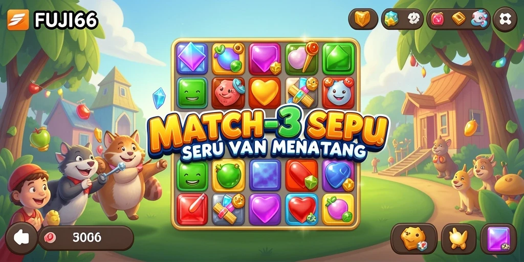 Screenshot gameplay FUJI66 dengan tampilan objek berwarna-warni.