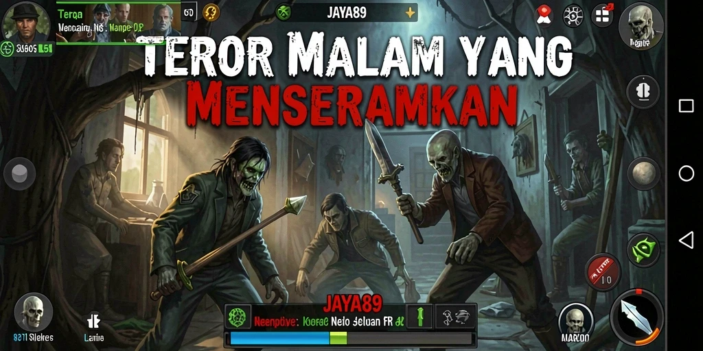 Screenshot gameplay JAYA89 menampilkan suasana Horror yang mencekam.