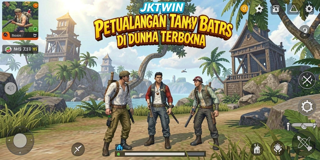 Tangkapan layar utama JKTWIN menampilkan aksi mendebarkan di dunia terbuka.