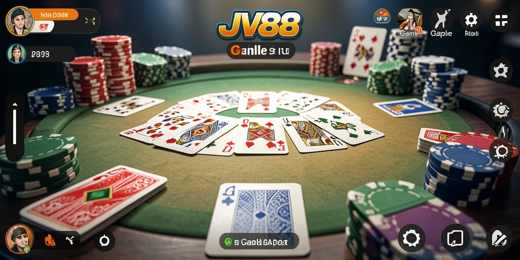 Screenshot gameplay JV88 yang menampilkan suasana permainan Gaple.
