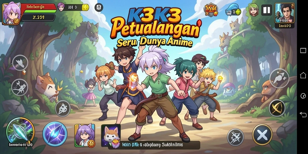 Screenshot K3K3 menampilkan aksi seru dalam dunia anime.