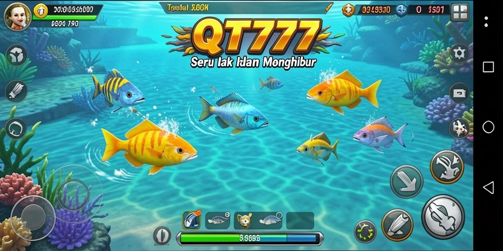Tampilan gameplay QT777 yang menampilkan aksi tembak ikan yang seru.