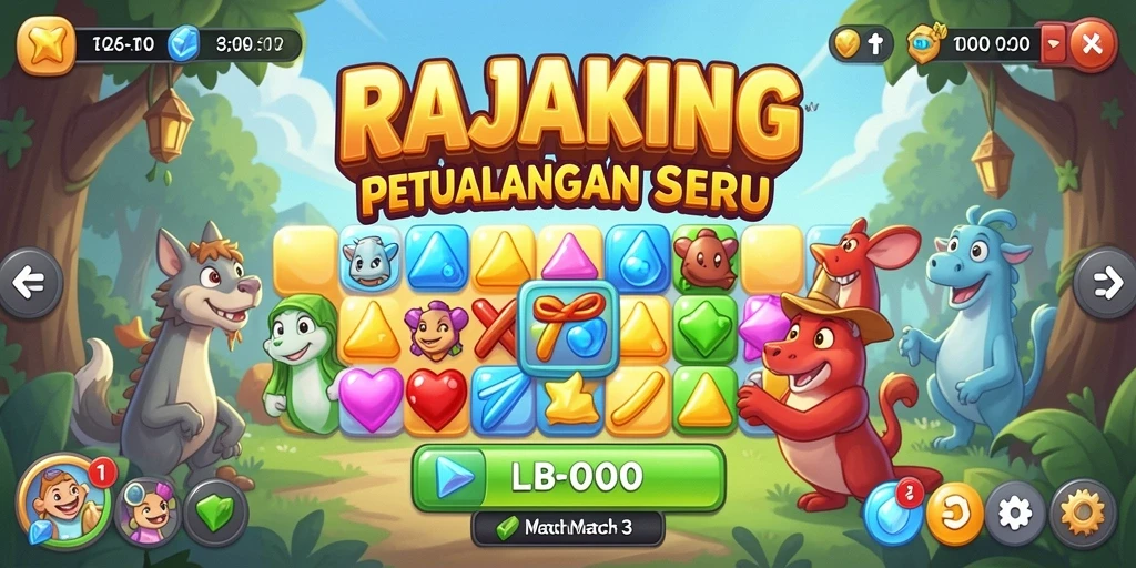 Screenshot gameplay RAJAKING menampilkan keseruan mencocokkan barang.