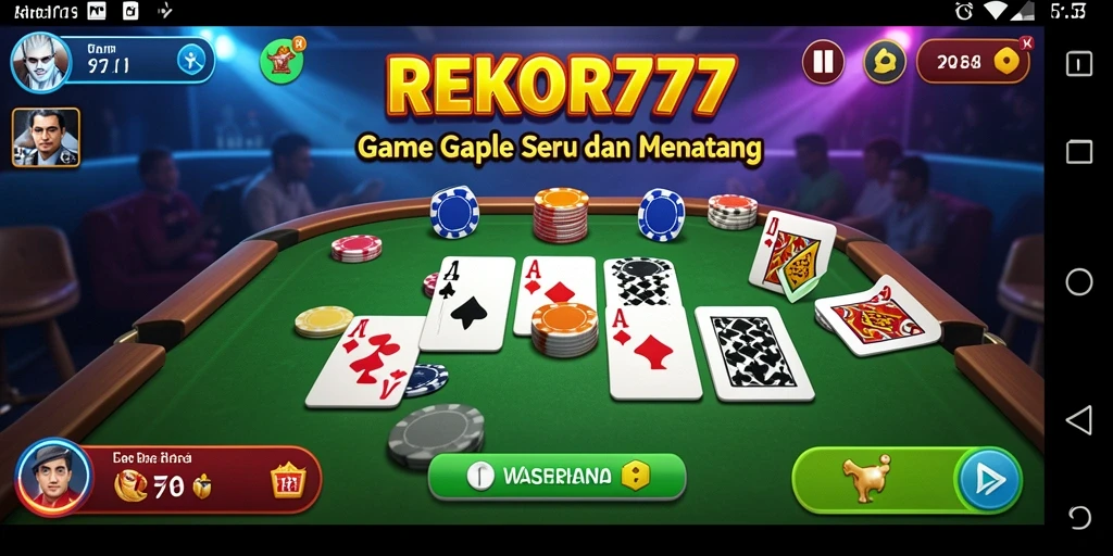 Tampilan gameplay seru REKOR777 dengan tema Gaple.