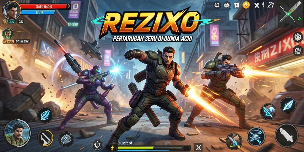 Gameplay seru dalam REZIXO dengan aksi yang mendebarkan.