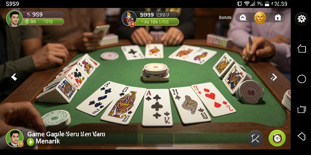 Screenshot gameplay S9S9 menunjukkan suasana seru permainan Gaple.