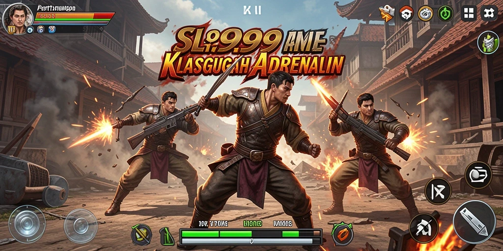 Gameplay SL999 menunjukkan pertarungan intens antara karakter dengan gerakan serangan yang epik.